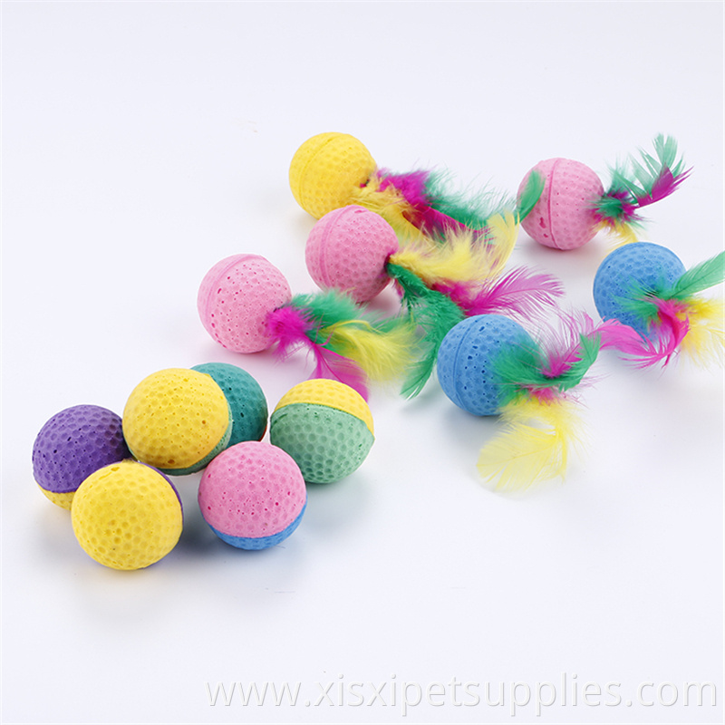 wholesale Latex Golf Sponge foam Balls Cats Toys With Feathers and without feather